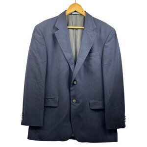 Vtg Oscar de la Renta Blazer Jacket Mens 46R Navy Wool 2-Button Gold Crest‎